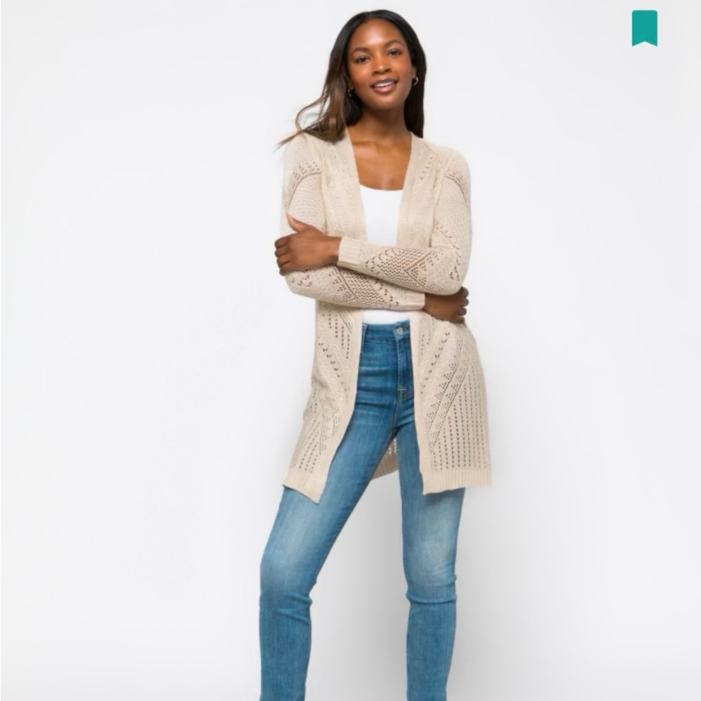 NWT Small Love Ellie Cheril Pointelle Duster Cardigan